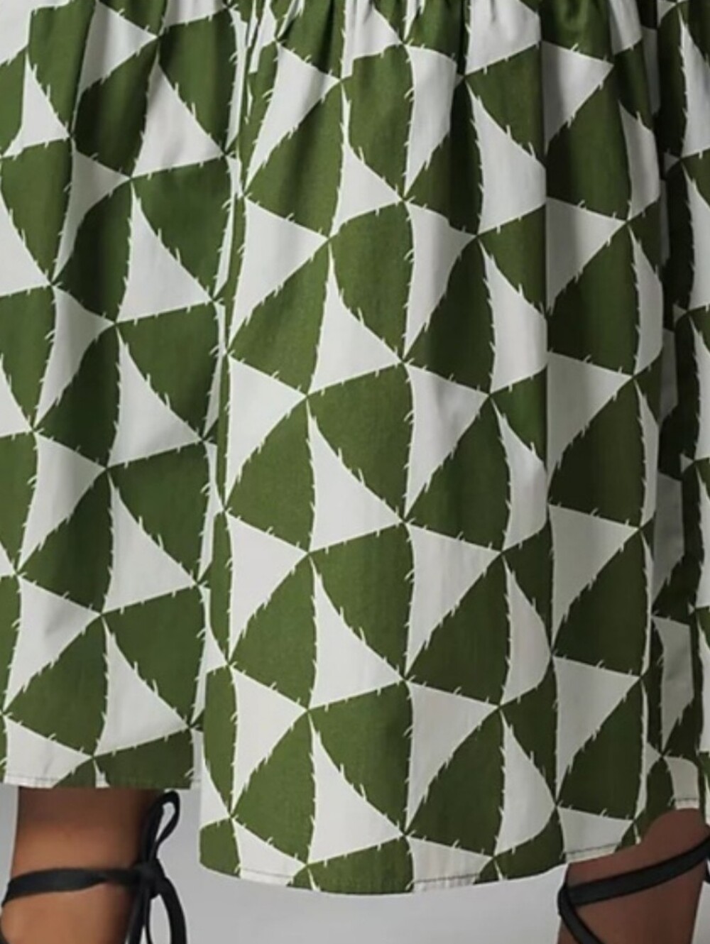 Maeve The Bettina Olive Green & White Geometric Midi Shirt Dress Size 1X Used - Picture 6 of 16
